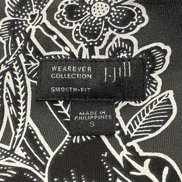 J Jill Wearever Midi Skirt Smooth Fit Black Gray Floral Size Small Stretchy - Picture 6 of 8